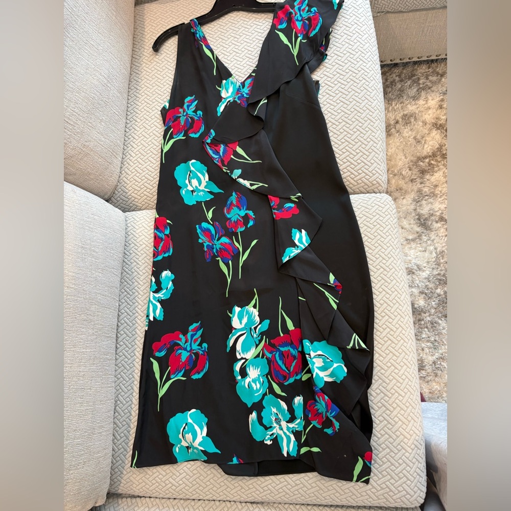 Diane Von Furstenberg Black Dress with Floral Accents